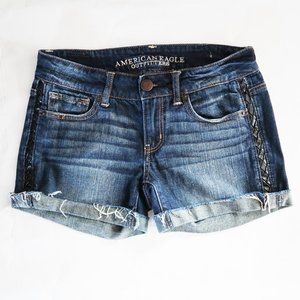 American Eagle Cut Off Cuffed Jean Stretch Shorts